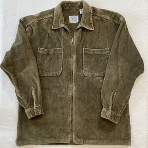 90's Vintage‎ Thick Corduroy Zip Chore Coat Mens Medium Olive Canyon River Blues